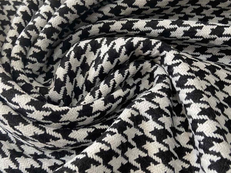 Пальтовая ткань дизайн гусиная лапка черно-белый