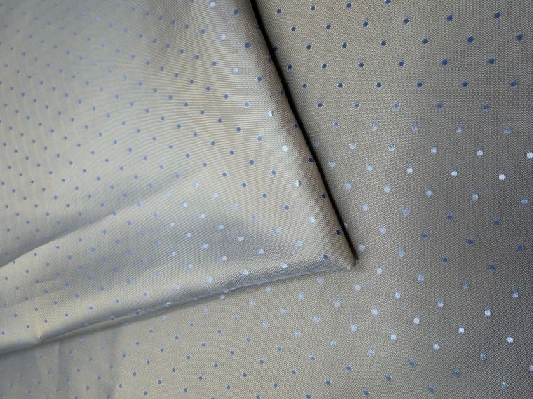 Подкладка поливискозная жаккард точки голубой