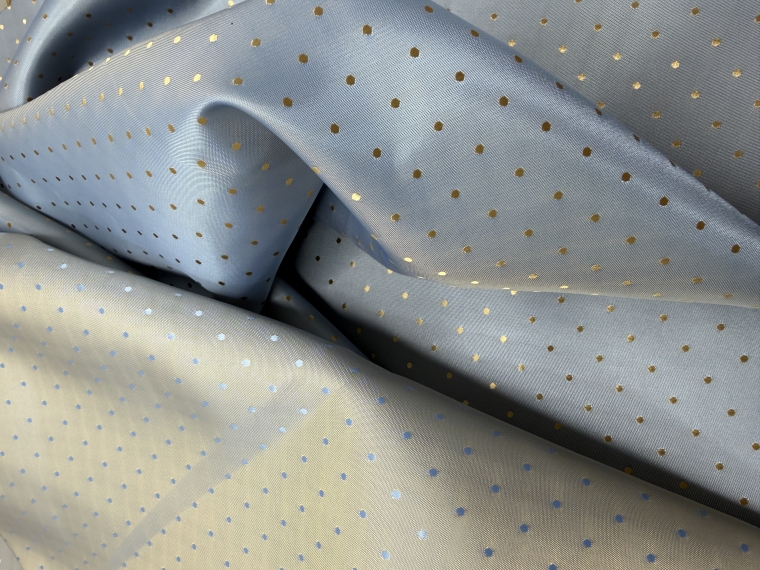 Подкладка поливискозная жаккард точки голубой