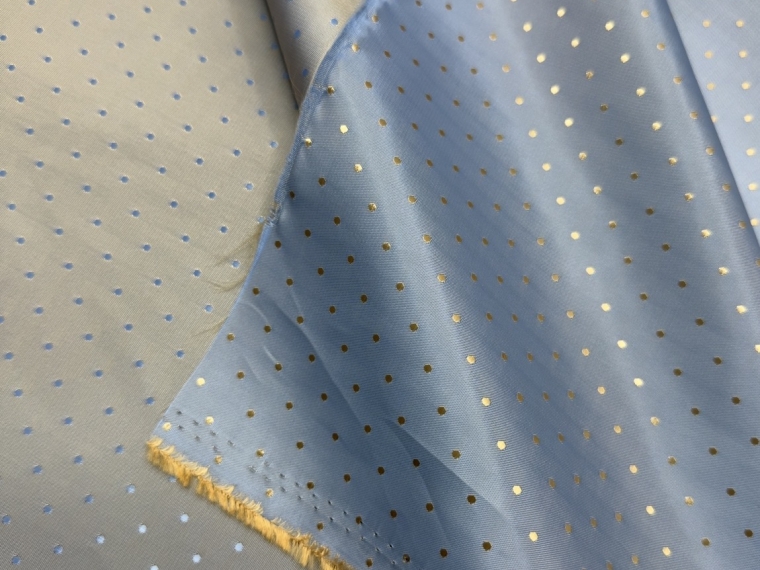 Подкладка поливискозная жаккард точки голубой