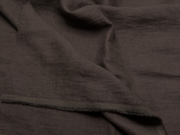 Лён с эффектом мятости коричневый