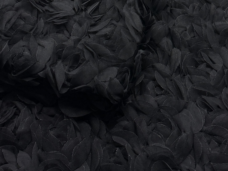 Сетка с объемными 3Д розами черный