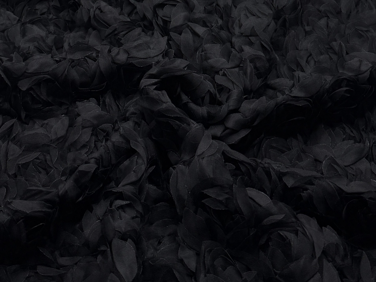 Сетка с объемными 3Д розами черный
