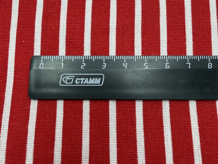 Лён дизайн полоска красный/белый