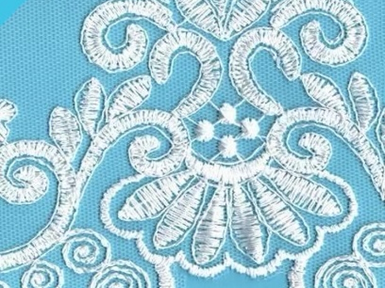 Вышивка на сетке экрю шир. 14 см