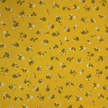 Штапель твил дизайн цветы на желтом