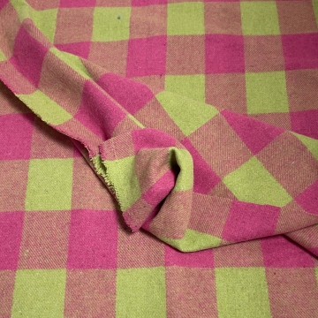 Ткань рубашечная дизайн клетка розовый/лайм