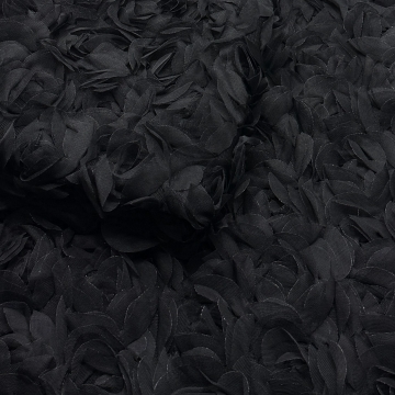 Сетка с объемными 3Д розами черный