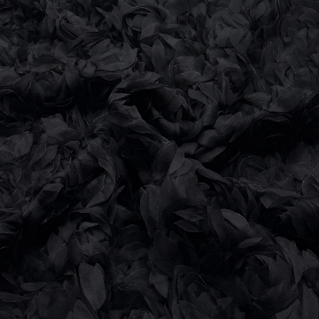 Сетка с объемными 3Д розами черный