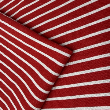 Лён дизайн полоска красный/белый