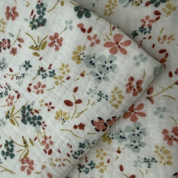 Муслин дизайн цветочки на белом