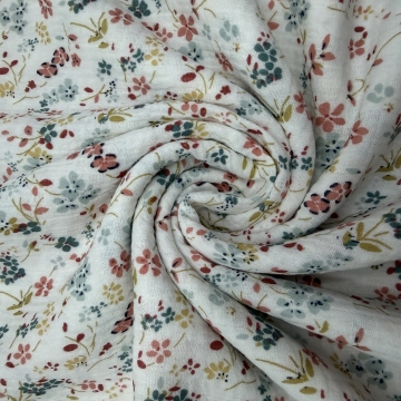 Муслин дизайн цветочки на белом