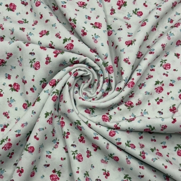 Ткань Софт дизайн розочки на мятном